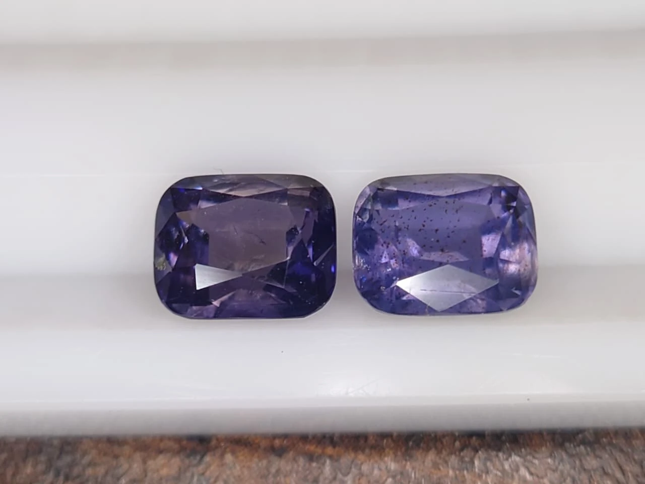 2.9ct Natural Reverse Pair Cushion Faceted Iolite Pair from Madagascar — view 5
